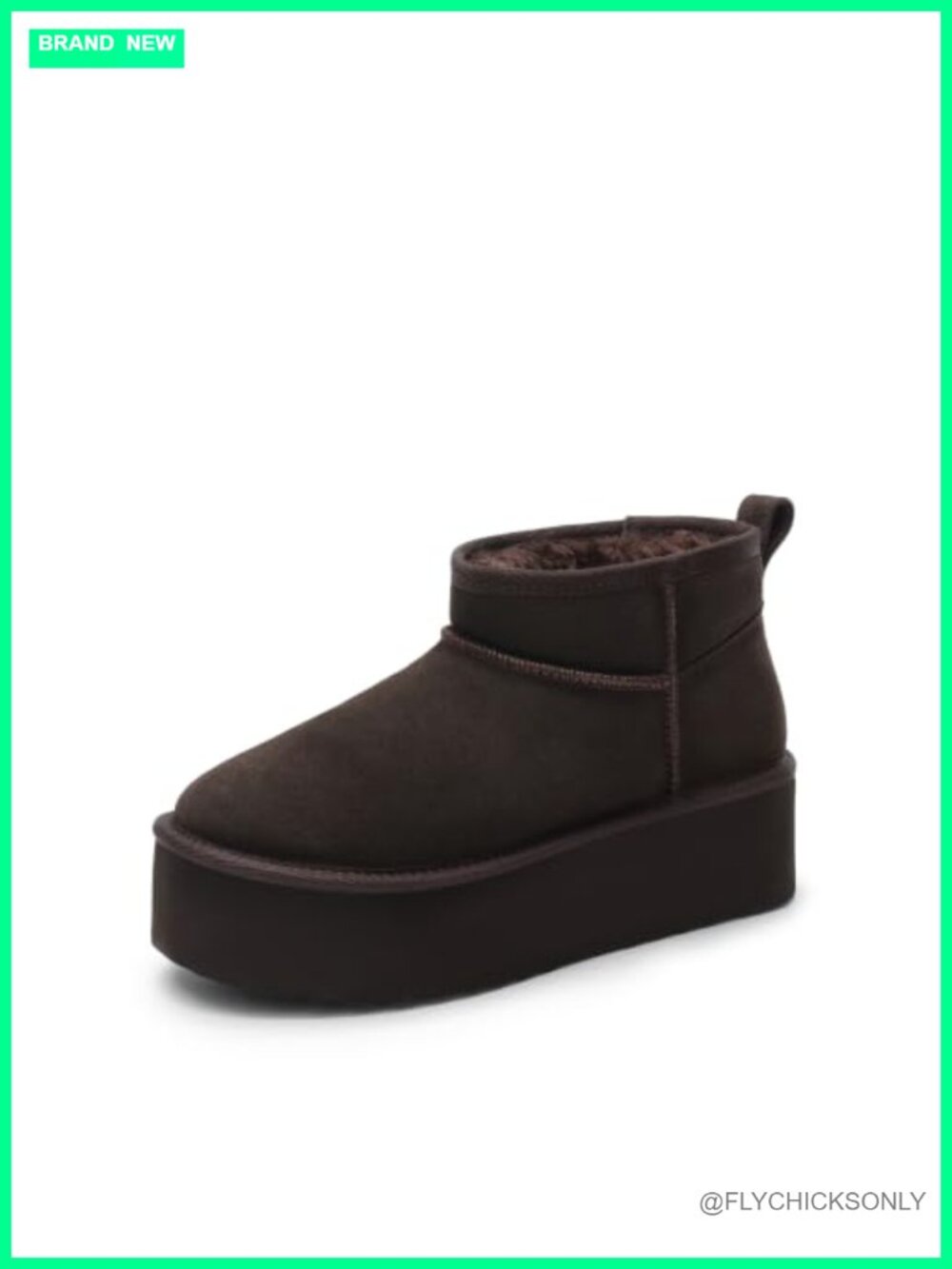 Platform Fuzzy Lined Suede Ankle Boots Water Repellent